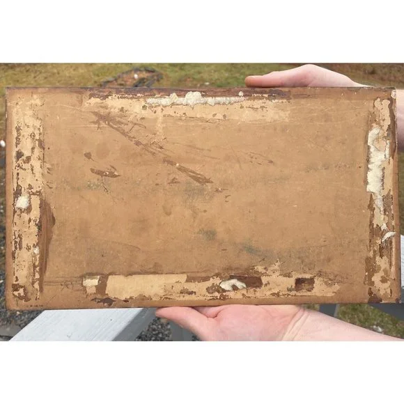 RARE Antique Victorian Flue Cover Fish Trade Advertise Nautical Glass Lithograph